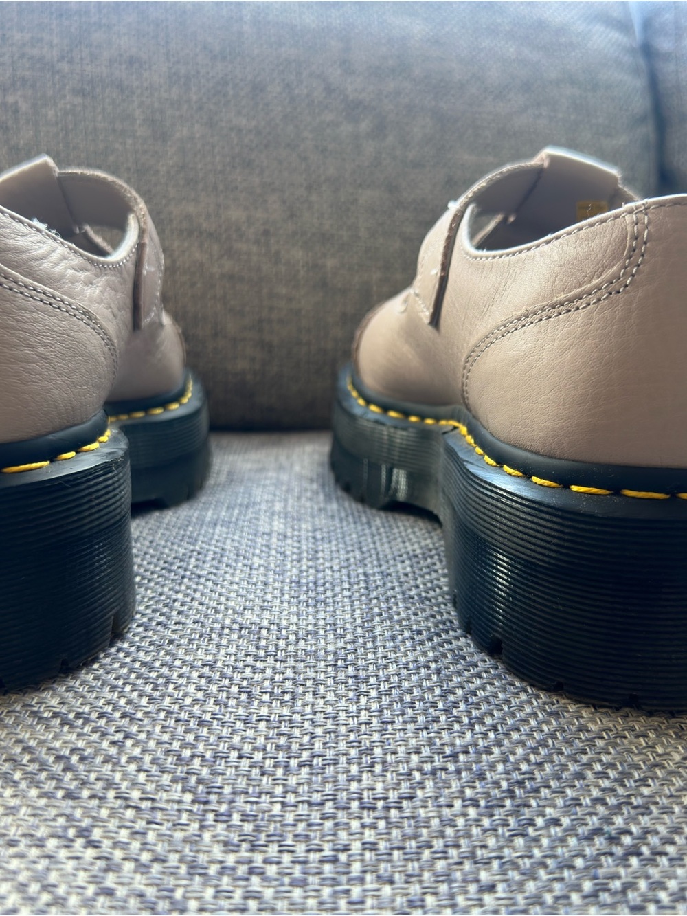 Dr. Martens Beige Platform Mary Jane with Yellow Stitching - Picture 4 of 5